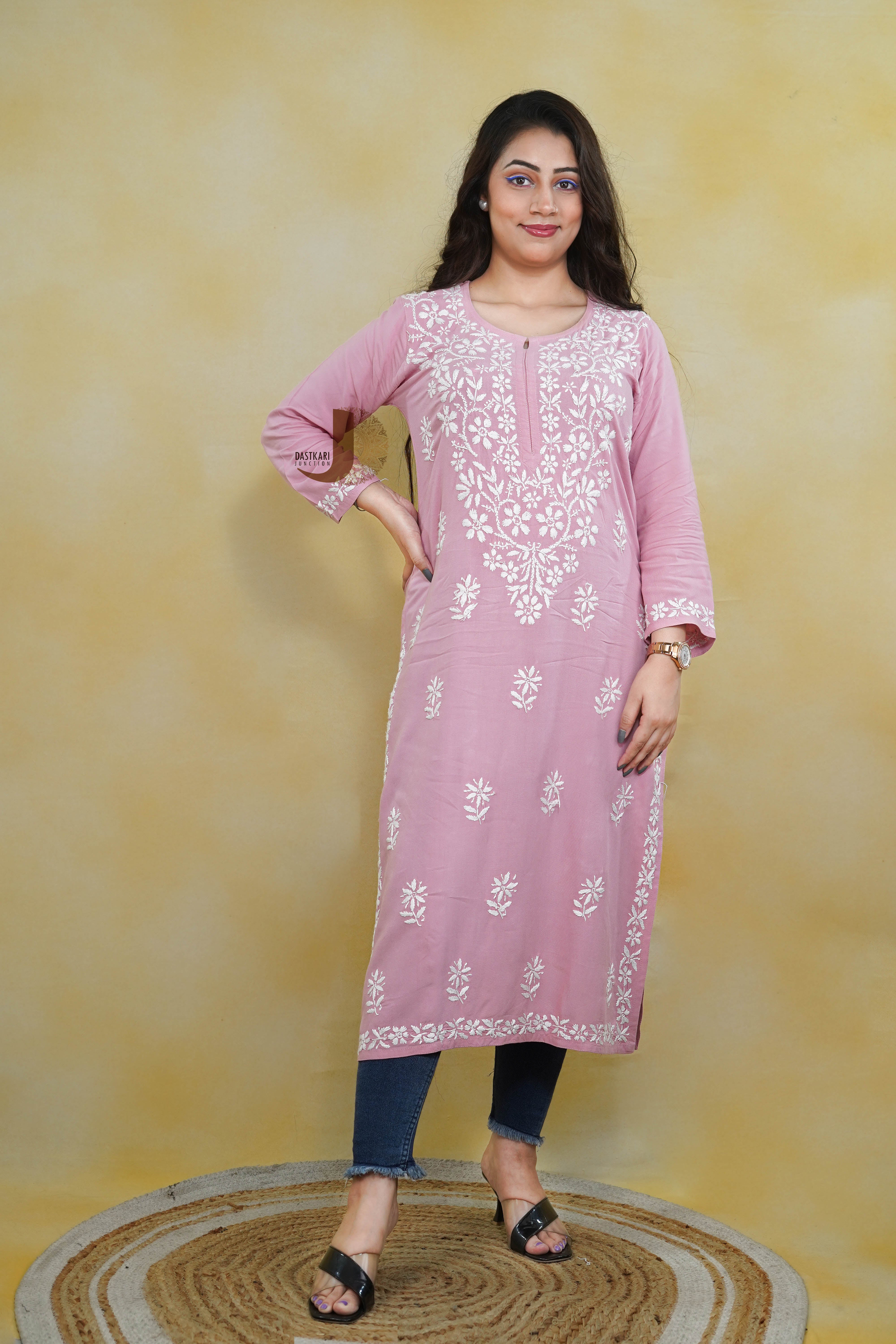 Pink Rayon Kurti