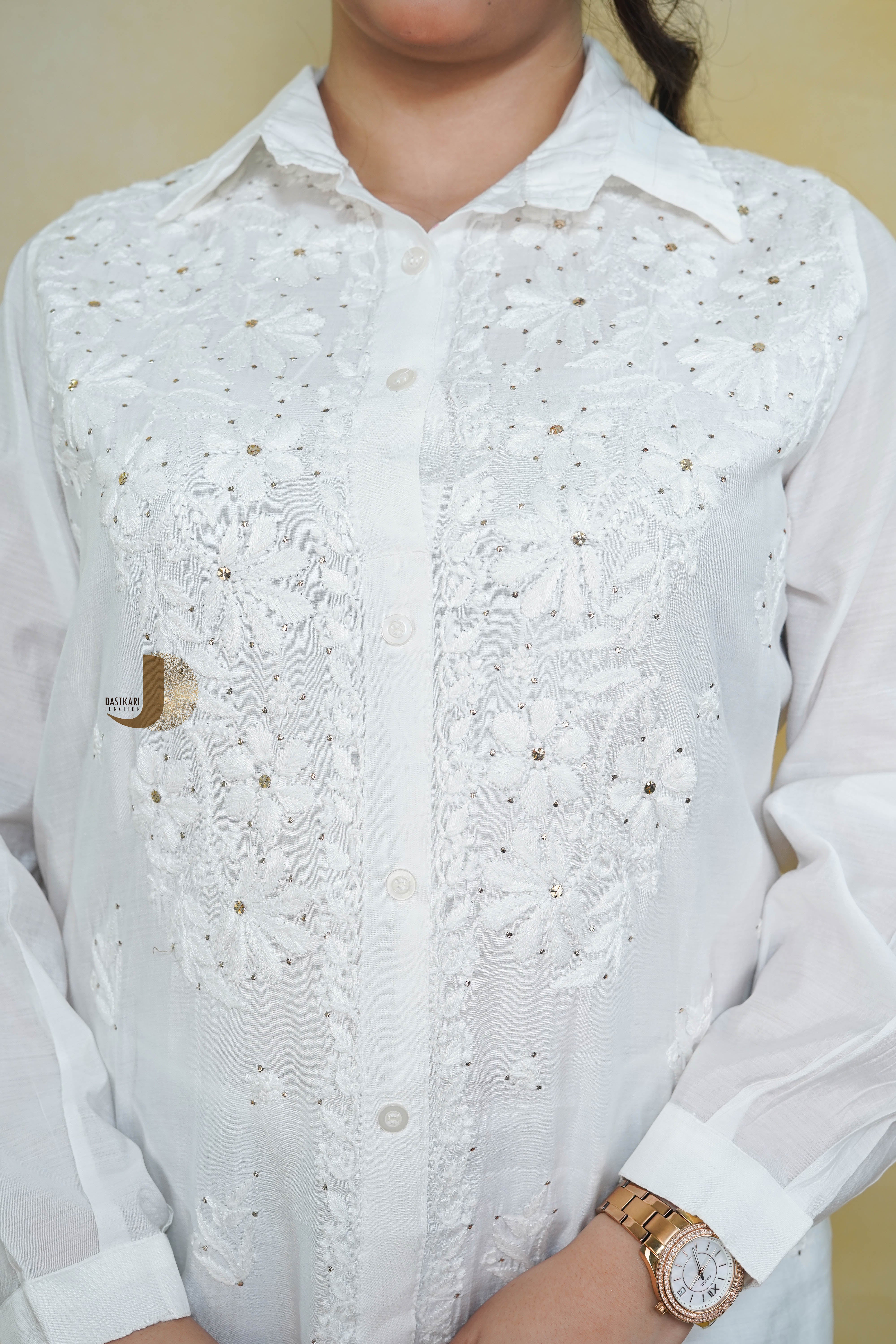 White Chanderi Shirt