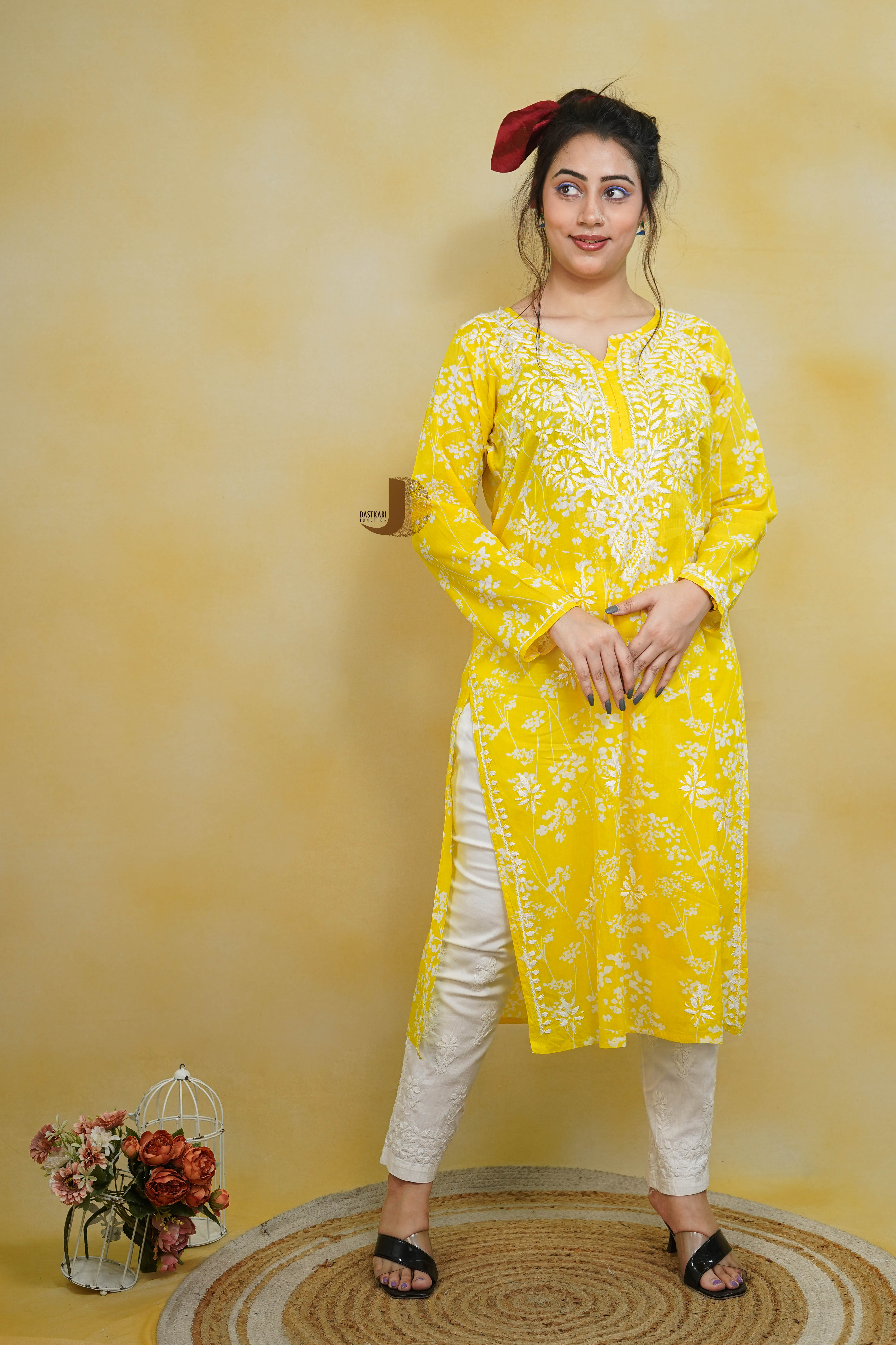 Yellow Mulmul kurti