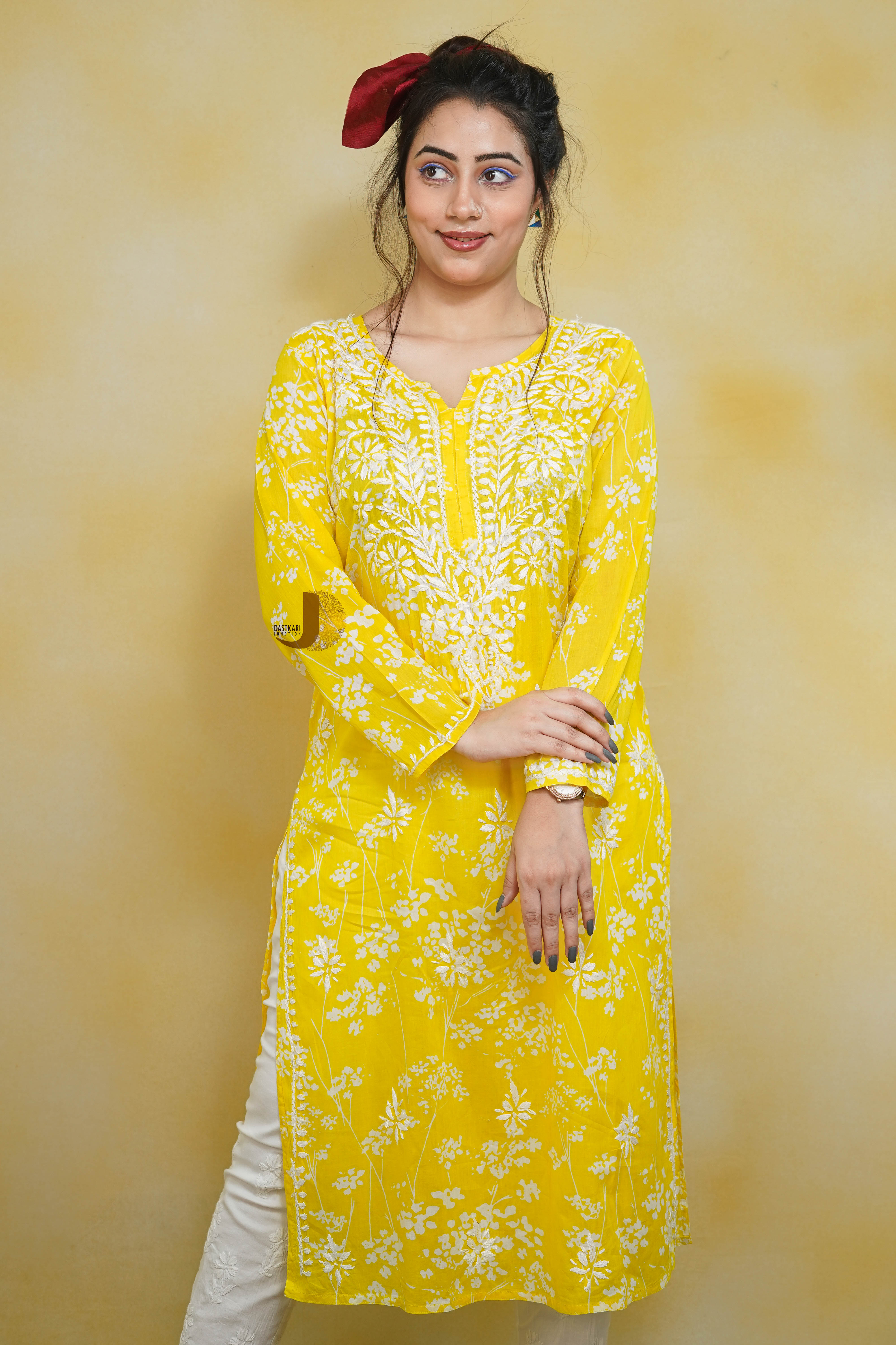 Yellow Mulmul kurti