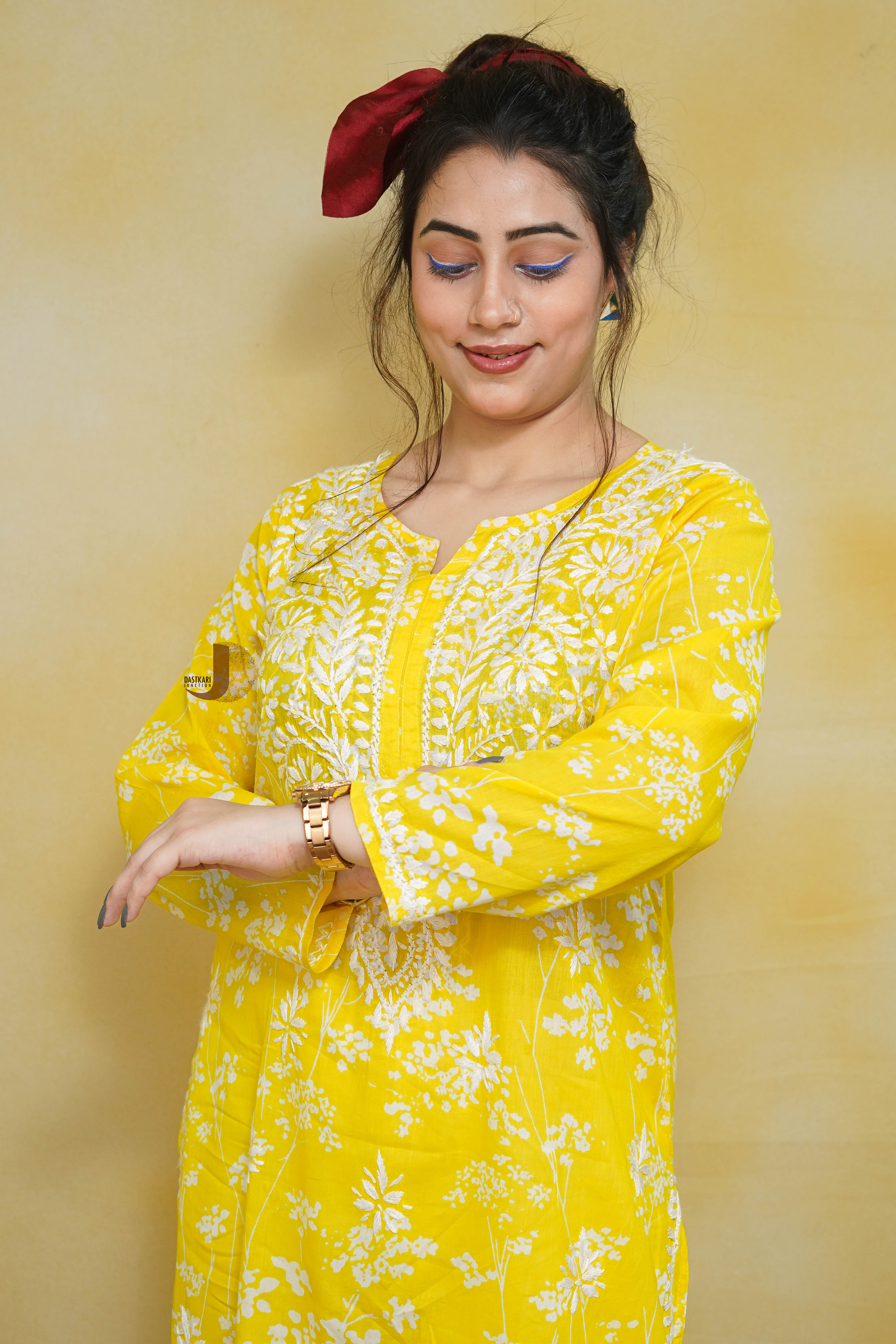 Yellow Mulmul kurti