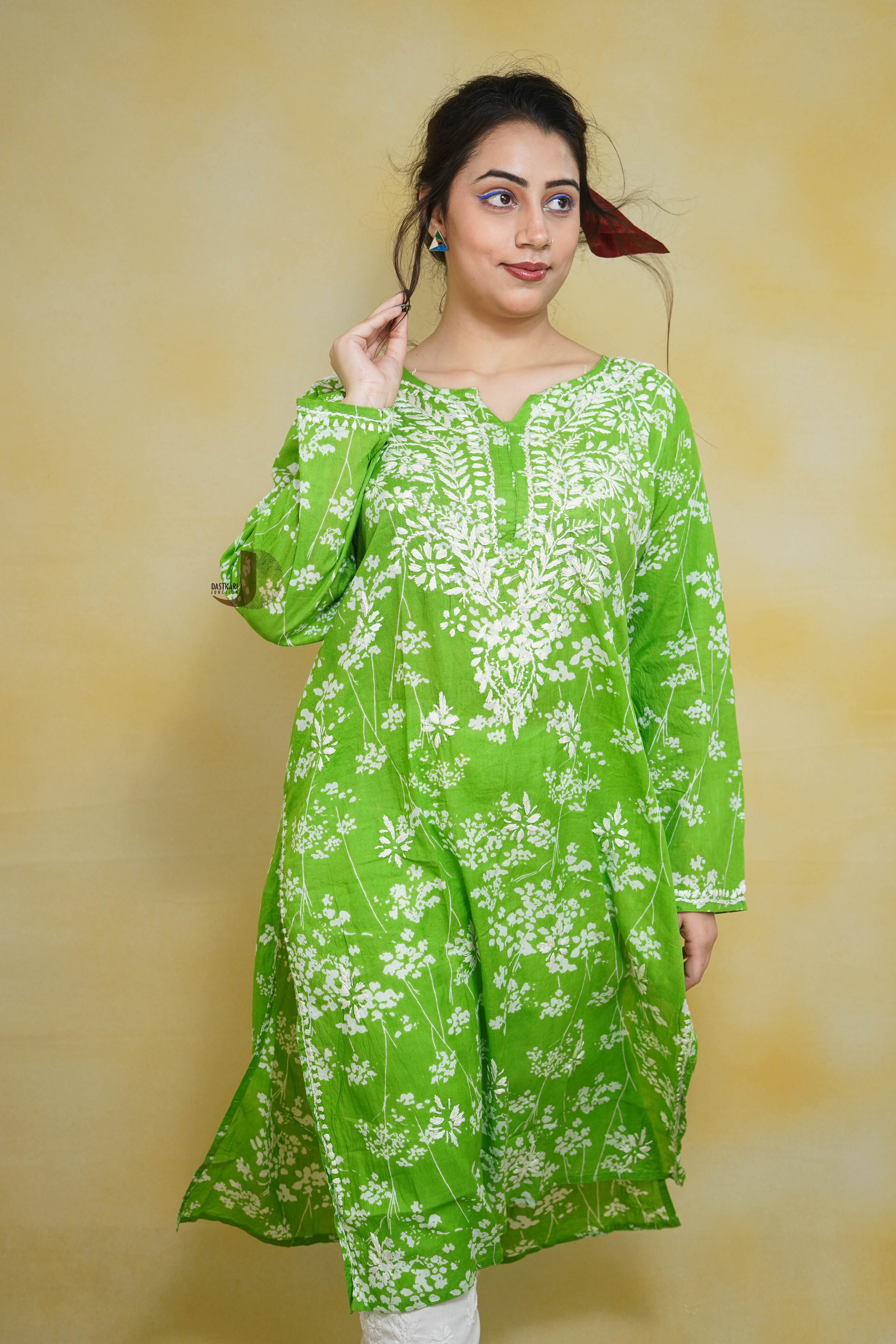 Green Mulmul Kurti