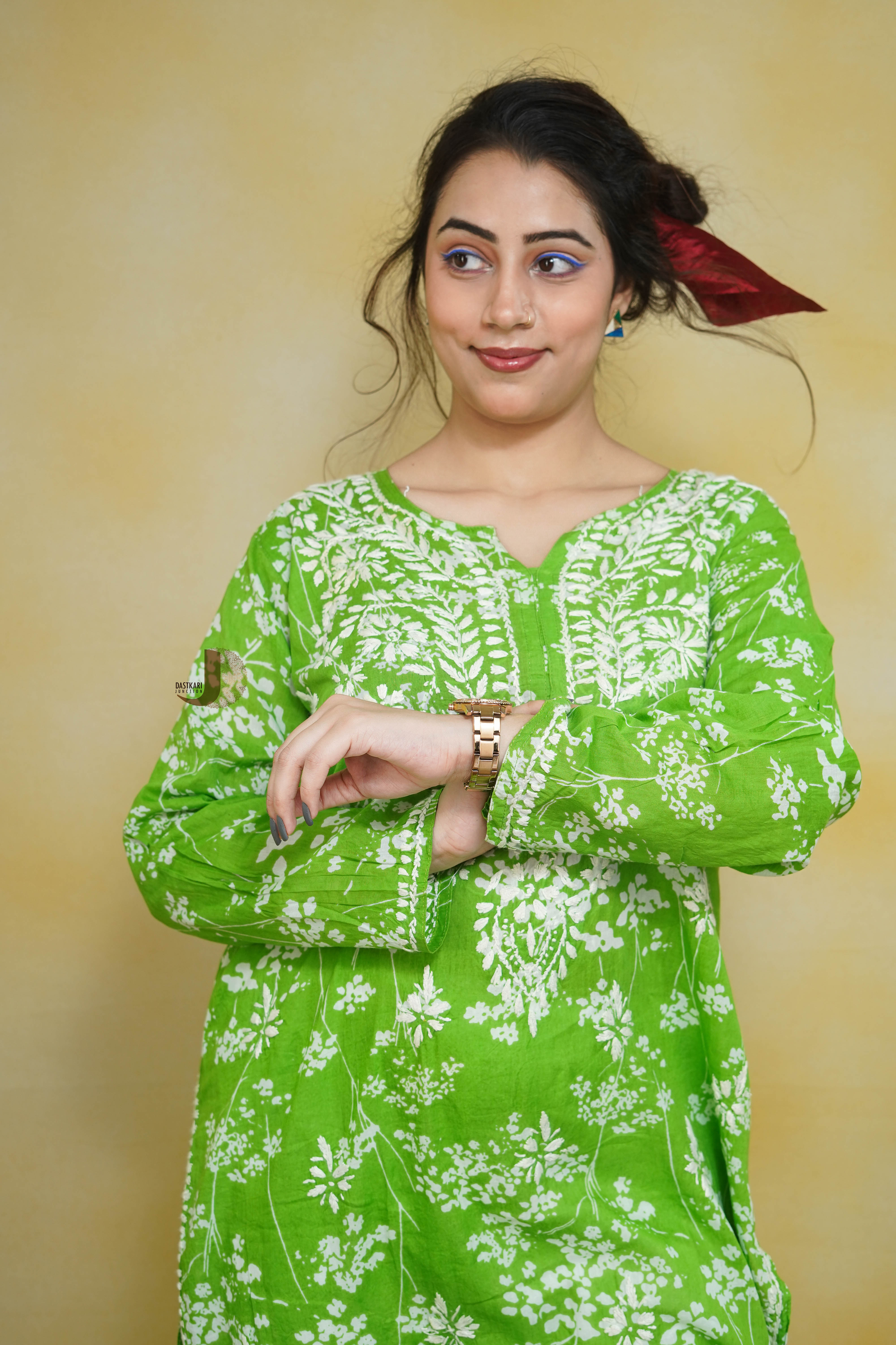 Green Mulmul Kurti